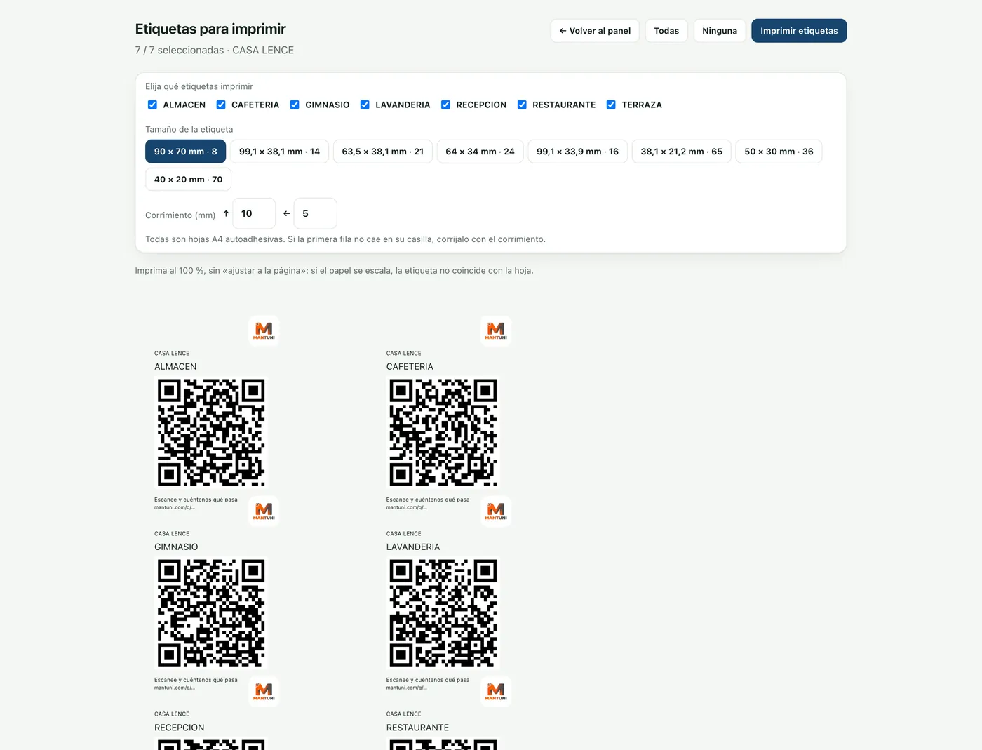 Etiquetas listas para imprimir